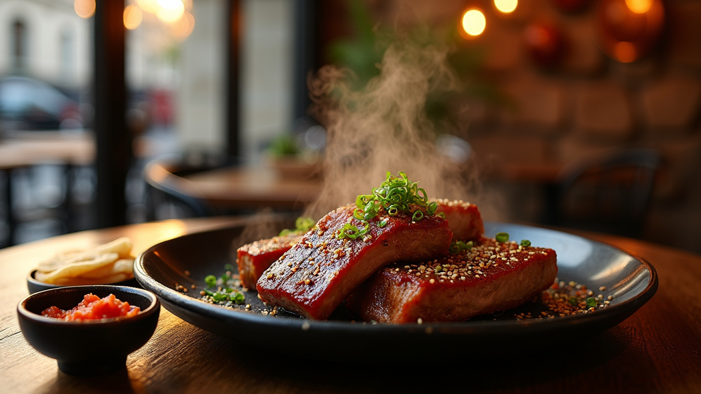 Intérieur de Ace Boucherie & Traiteur à Paris, avec comptoir de service et clients prêts à composer leur plateau
