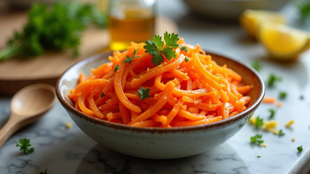 Différentes râpes de carottes avec différentes textures pour l'assaisonnement