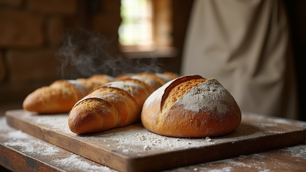 Intérieur de la boulangerie Bouzanquet avec fours traditionnels et pétrins en bois