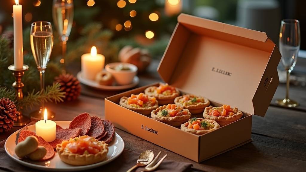 Présentation de desserts traiteur E.Leclerc pour événements festifs