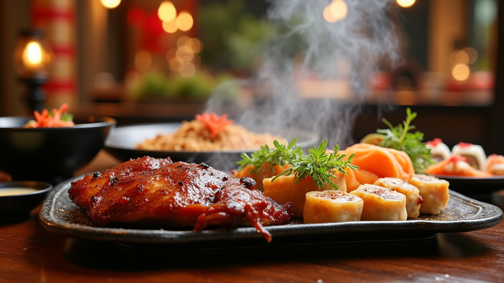 Dégustation de plats asiatiques variés lors d'un événement professionnel