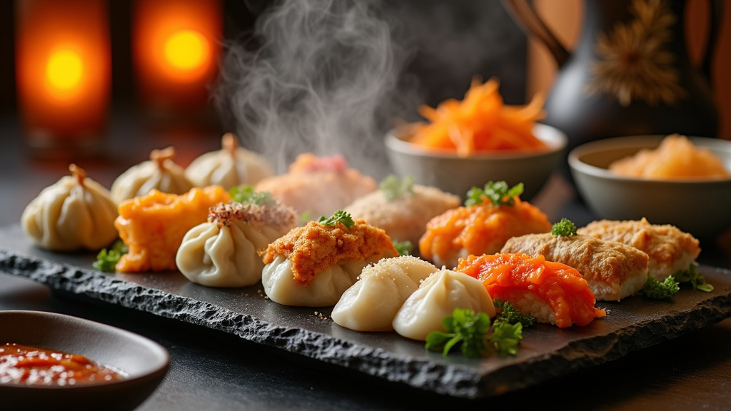 Service professionnel de traiteur asiatique lors d'un mariage élégant