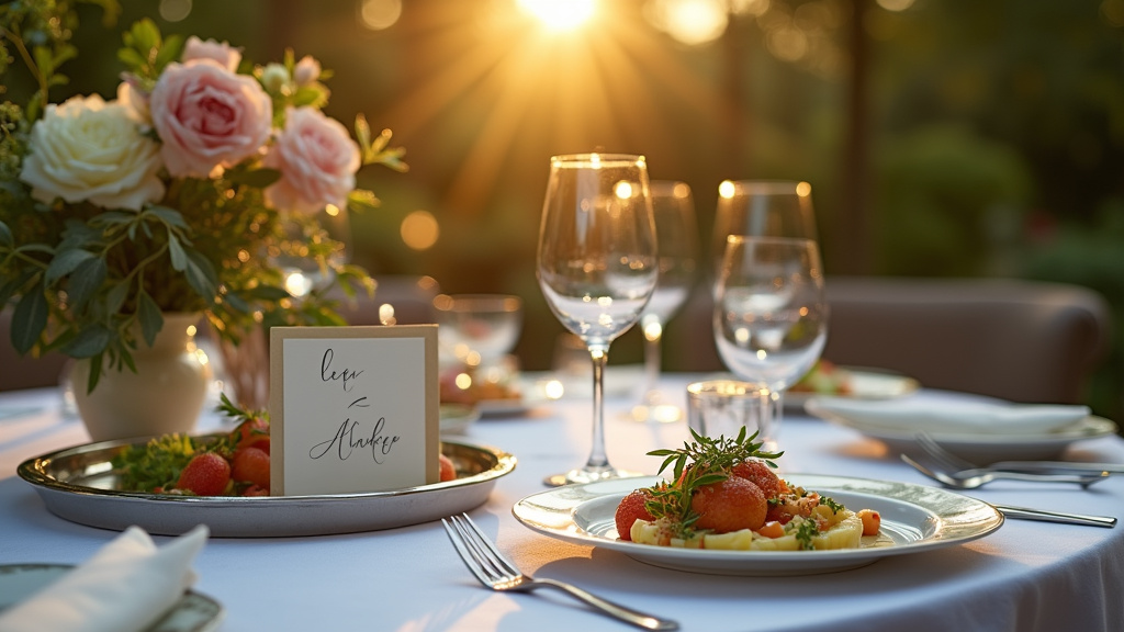 Buffet raffiné servi lors d'un mariage chic à Paris avec des présentations élégantes