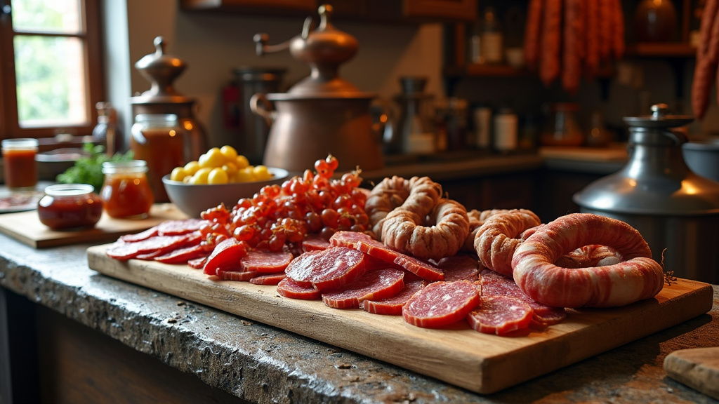 Préparation artisanale de charcuteries dans l'atelier de Jauss Traiteur