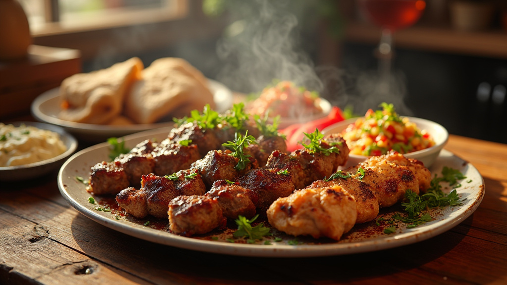 Intérieur chaleureux de la boucherie traiteur Khalifé avec présentation de produits orientaux