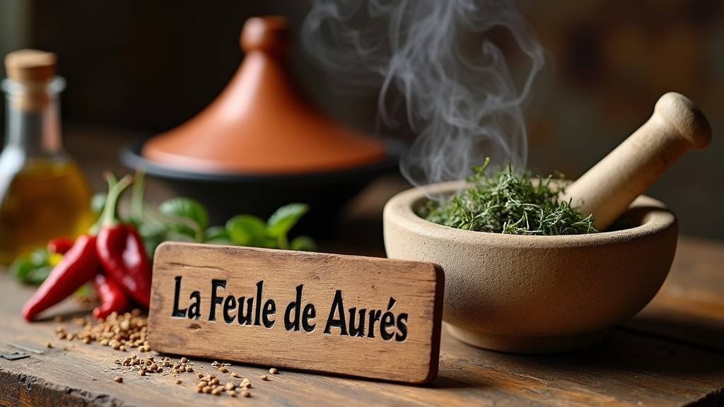 Intérieur de La Feuille des Aurès avec ses comptoirs en bois et ses produits exposés