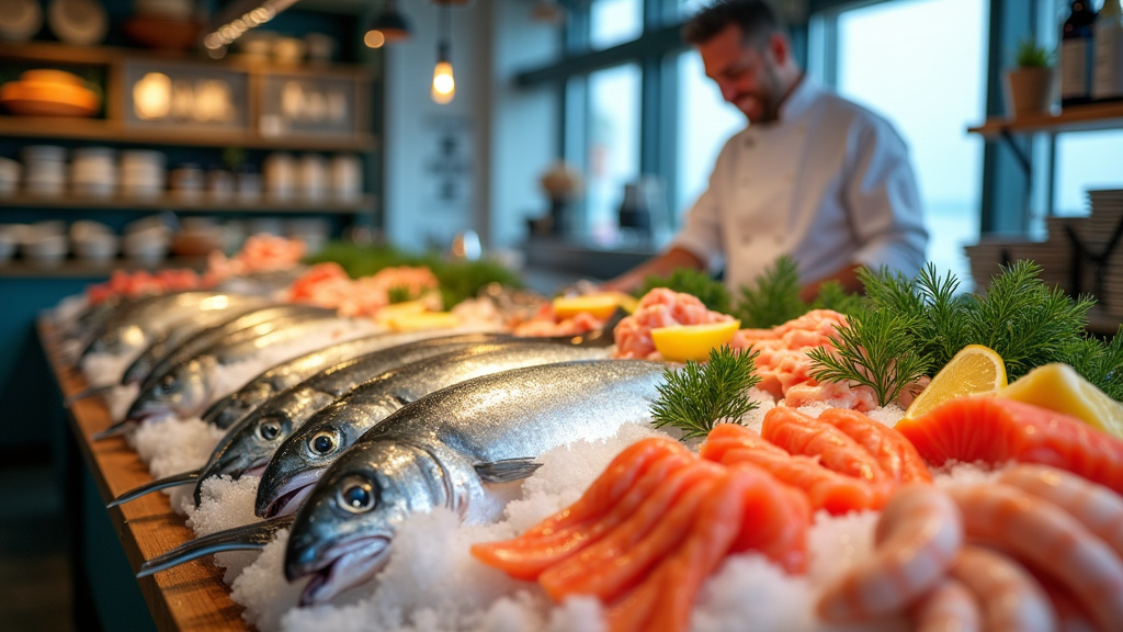 Étal de poissons frais variés à La Poissonnerie Gourmande