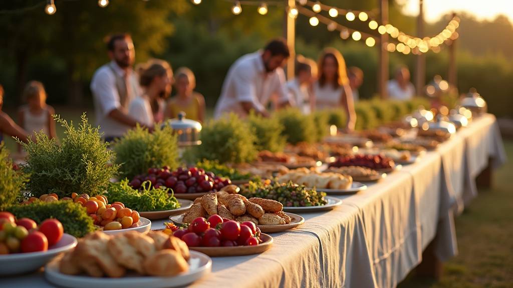Installation de buffet par l'équipe de Rivka Traiteur lors d'un événement