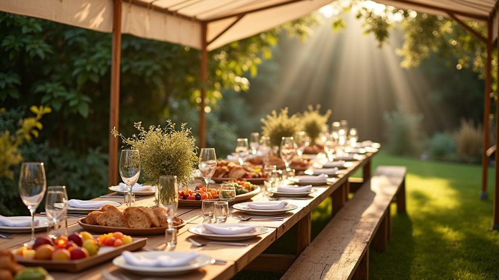 Buffet complet préparé par Traiteur Henri pour un mariage en extérieur