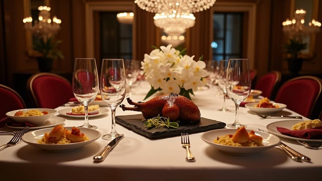 Installation élégante d'un service traiteur haut de gamme lors d'un événement professionnel